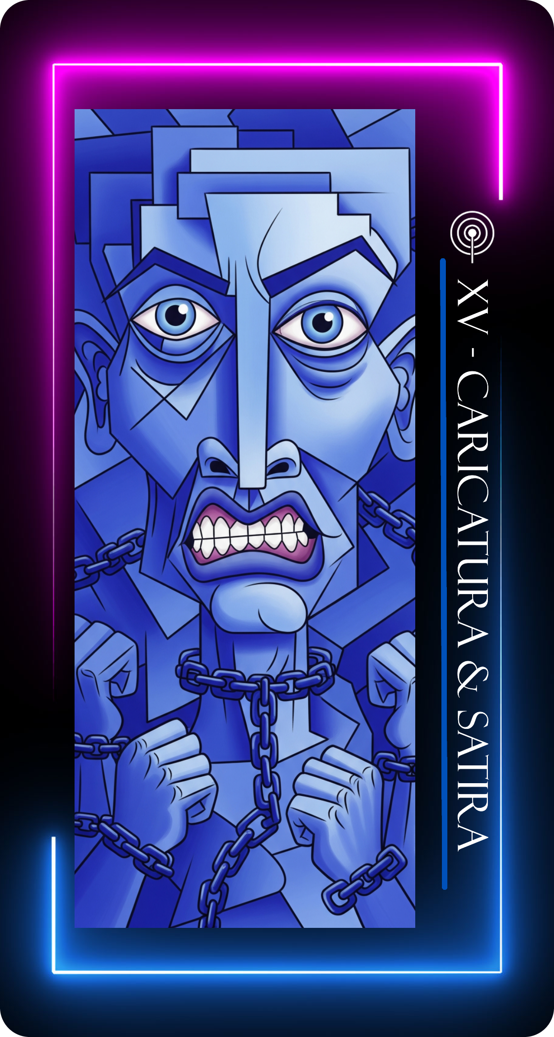 Carta 15 - Caricatura & Satira. Opera: Media Tarot di Daniela Catesi