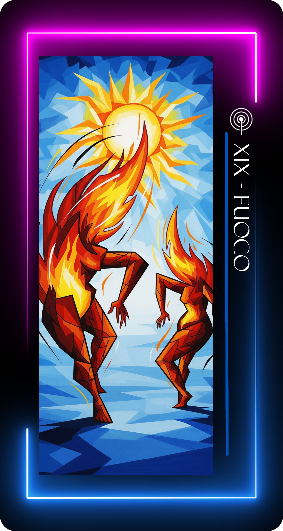 Carta 19 - Fuoco. Opera: Media Tarot di Daniela Catesi