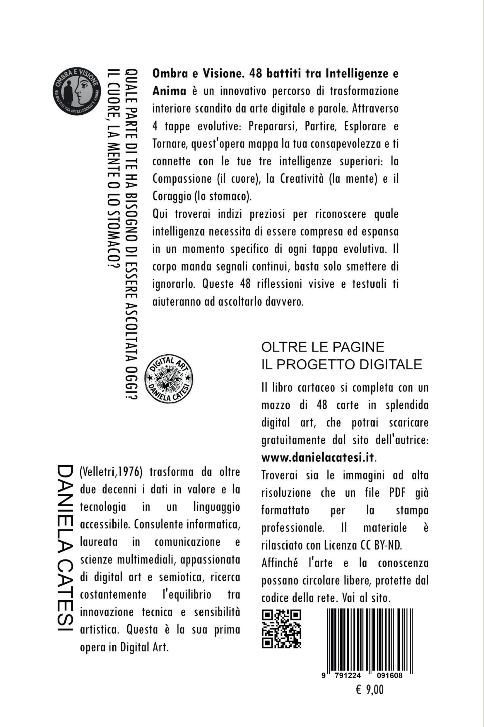 Retro Copertina Libro. Opera: Ombra e Visione. 48 battiti tra Intelligenze e Anima di Daniela Catesi