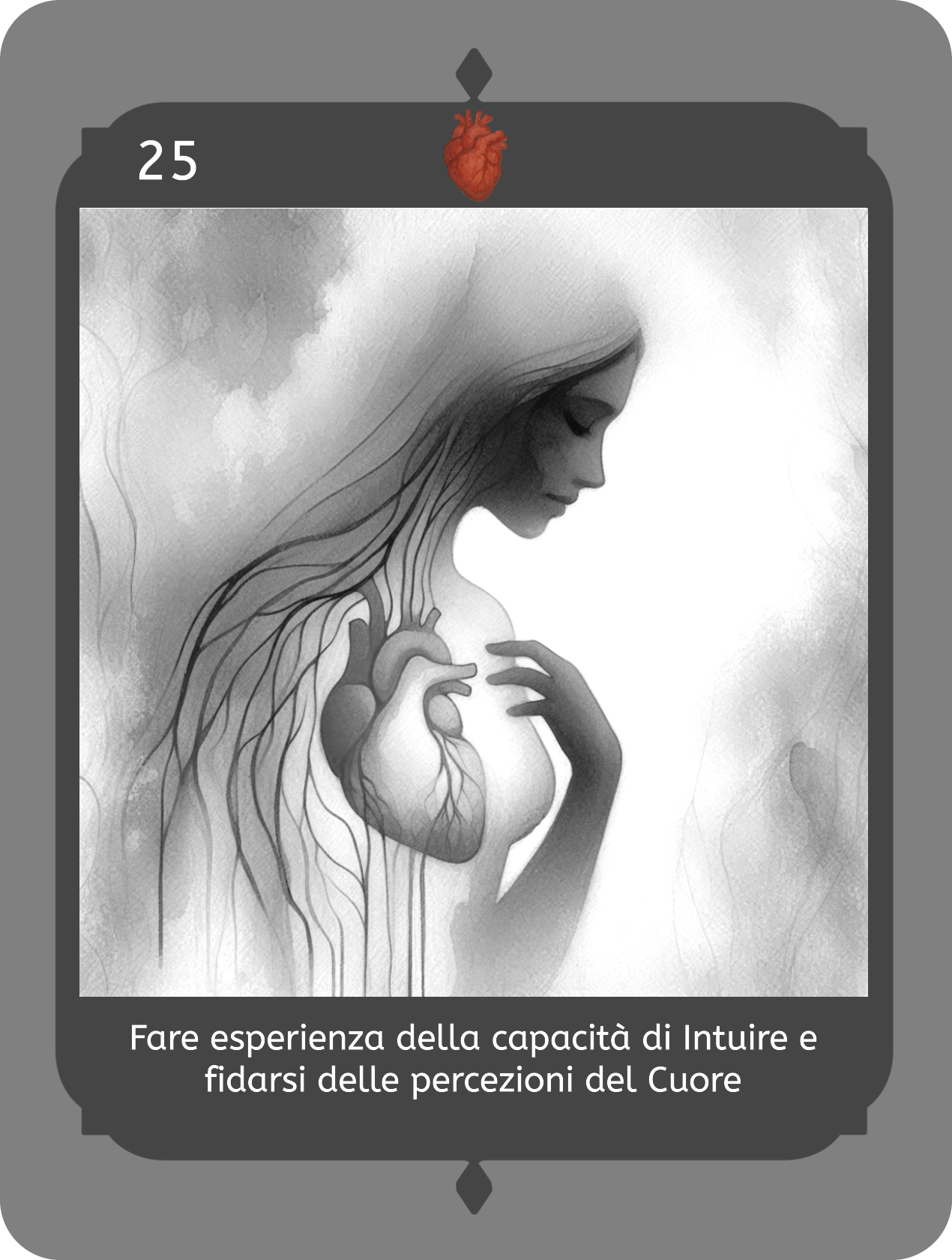 Carta Fidarsi del cuore. Opera: Ombra e Visione. 48 battiti tra Intelligenze e Anima di Daniela Catesi